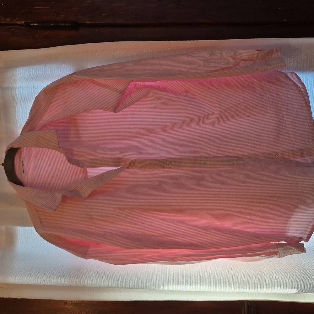 Beach Lunch Lounge Womens Pink Striped Long Sleeve Button Down Shirt Size XL